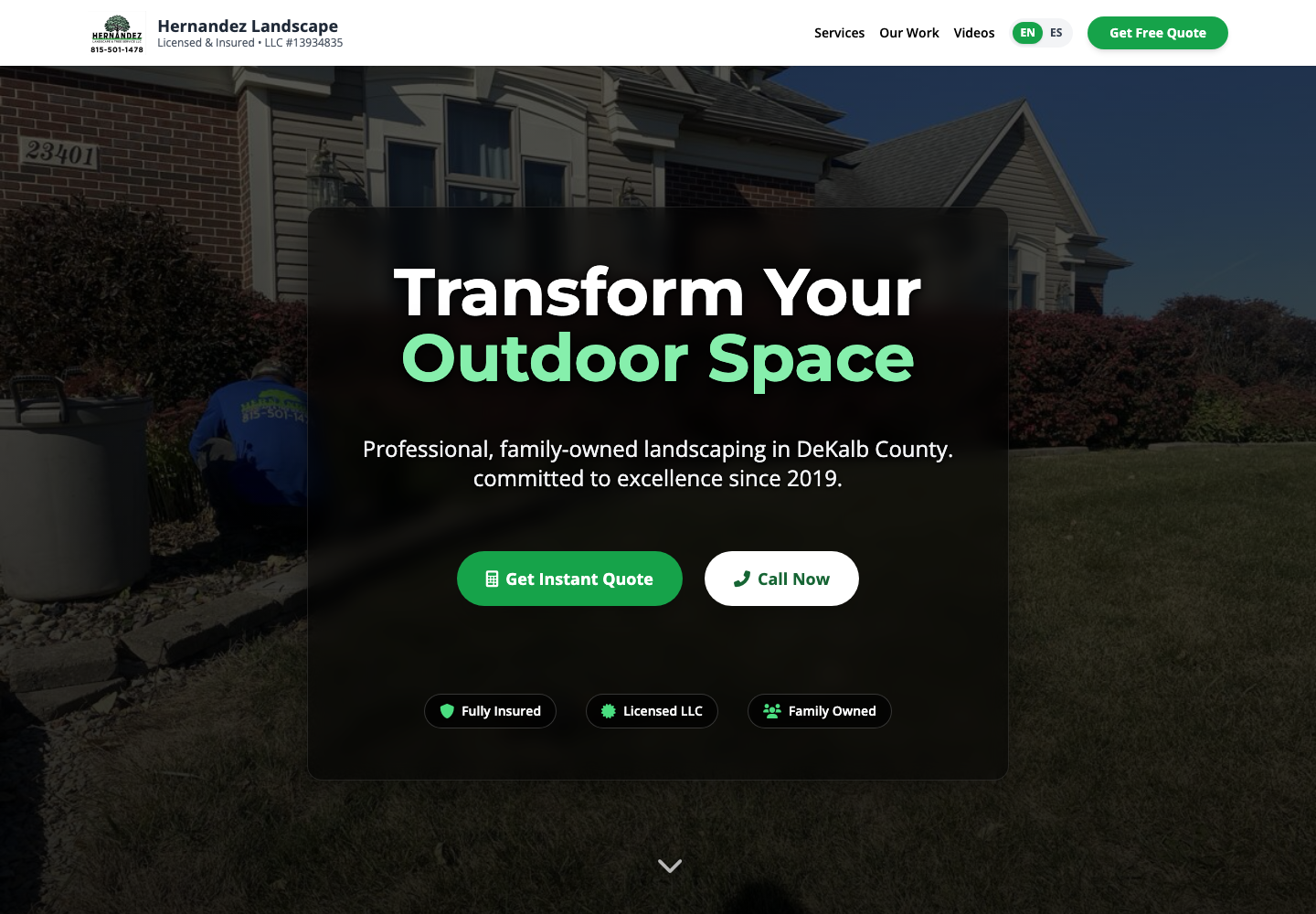 Screenshot of a local business website portfolio example.